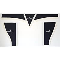 Los mejores  - Juego de 3 cortinas negras con cuerdas blancas- tamaño universal- todos los modelos- accesorios de decoración de tela de…